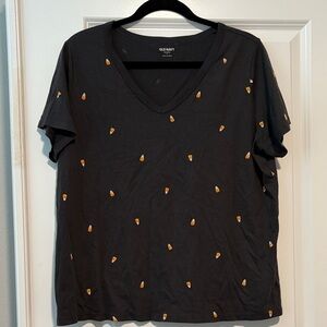 Old Navy dark grey V-Neck Tee with Candy Corn print - Halloween size L